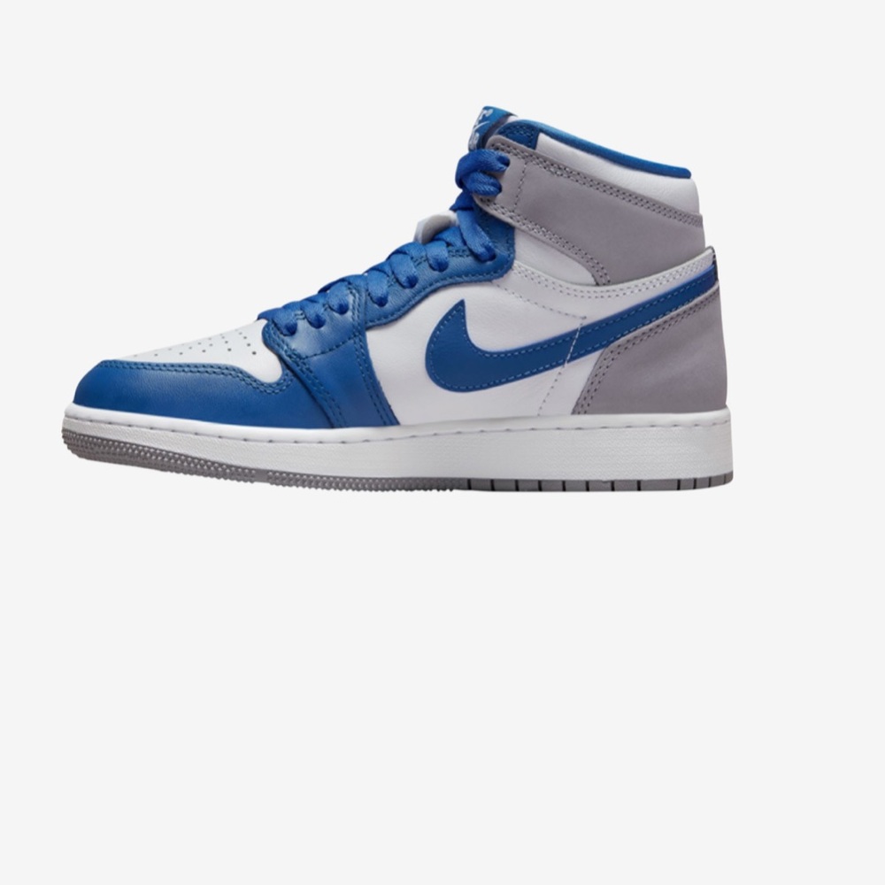 KIDS Nike Air Jordan 1 Mid Blue Cement Grey White